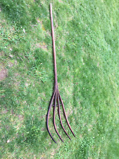 Antique  Wood Wooden Hay Fork Pitchfork 4 Tine Farm Barn Find  1800's 67in picture