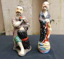 2 Antique Vintage Chinese Porcelain Figurines Famille Rose 1900s picture