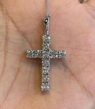 2.00CT Round Cut Lab Created Diamond Cross Pendant 14K White Gold Plated Silver picture