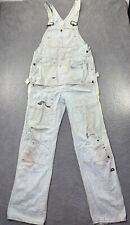VTG 60s 70s Montgomery Ward Big Mac White Double Knee Overalls Distressed Paint picture