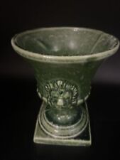 MCM Hull Art Pottery #49 Lion Head Pedestal Footed Urn Planter Vase Green 6