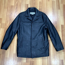 Columbia Jacket Mens Small S Genuine Black Leather Button Up picture