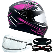 Adult Pink Snowmobile Helmet Full Face Shield Heated Sledding Snow Machine picture