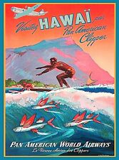 Honolulu Hawaii Surf Oahu Vintage United States Travel Advertisement Art Poster  picture