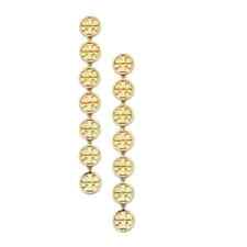 NEW Tory Burch Gold Long Logo Linear Drop Earrings picture