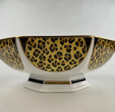 Vintage 1994 Rare Lynn Chase Designs Amazonian Jaguar 24 Karat Gold Octagon Bowl picture