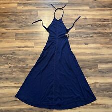 Vtg 1970s Right On By Liz Berg Spaghetti Strap Dress Womens 7/8 Blue 70s picture