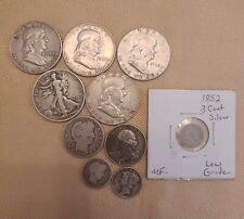 Old Us Coin Lot 10 Coins 1900s  And One 1800s.  Walking Liberty, Mercury ,Barber picture