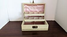 Vintage Buxton Off White Jewelry Box with Jewelry Organizer Pink Satin Interior  picture