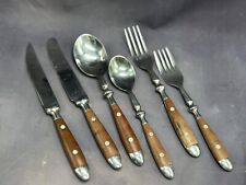 Vintage Hampton Silversmiths BISTRO-BROWN Rivets Stainless Flatware Setting picture