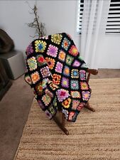 Vintage Granny Square Style Handmade Crochet Blanket picture