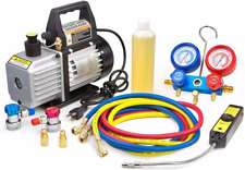  4CFM Air Vacuum Pump HVAC A/C Refrigeration Kit AC Manifold Gauge Case Set R134 picture