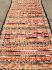 Fine Vintage Traditional Hand Made Oriental Wool Orange Kilim 10.10x5.5ft picture