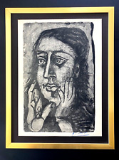 PABLO PICASSO + SIGNED VINTAGE 1951  WOMAN PRINT FROM  VERVE + FRAMED picture