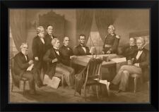 Vintage Civil War print of President Black Framed Wall Art Print, History Home picture