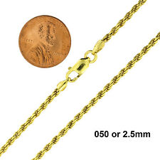 925 Sterling Silver Gold-Plated Diamond Cut Rope Chain Necklace All Sizes picture