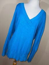 Lane Bryant 18/20 1X Sweater Teal Blue V Neck Lightweight Long Sleeve Tunic V4M picture
