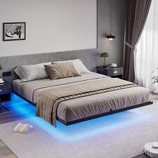 Floating Bed Frame California King Size with LED Lights,Metal Platform Bed Frame picture