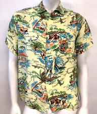 VTG 1950s Rayon Florida Label Surf Rockabilly Hawaiian Shirt USA Mens Size Large picture