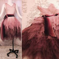 1920s High Fashion Tulle Chiffon Ombre Pink To Mauve Sheer Dress Gown Petal Tutu picture