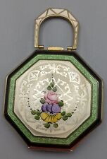 Antique R & G Co Guilloche Double Enameled Compact Pansy Rose Purse Handle  picture