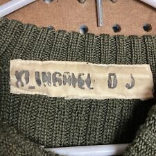 Vintage 1950s Wool Military Sweater Olive Drab Green Army 40s 50s picture