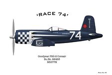 Rare F2G Super Corsair Air Racer.  Race 74 Reno 11 X 17 print picture