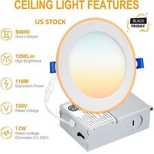 6/12/24/36/48 Pack 6-inch Ultra Thin LED Recessed Ceiling Light & Junction Box picture