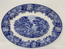 Vintage England Wood & Sons Enoch Woods blue & white Platter English Scenery 14” picture