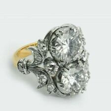 Vintage Art Deco Round Cut Lab Created Diamond Wedding Engagement 925Silver Ring picture
