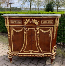 Antique Elegance: Mahogany/Beech Bahut/Buffet with Marble Top & Bronze Accents picture