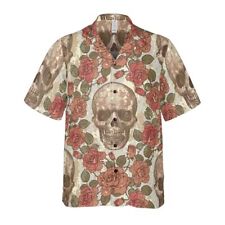 Vintage Style Skulls And Roses Button Up Shirt picture