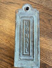 Antique Vintage Unusual Bronze Vertical U.S. Mail Slot Spring  Door Post Office picture