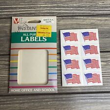 Vintage Maco Instant-Stik All Purpose American Flag Labels Stickers  picture