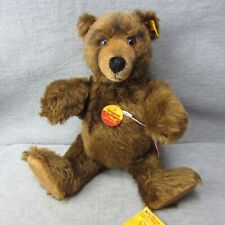 Vintage Steiff Brown Jointed Bear 13in Gold Button Wool Cotton Stuffed Animal picture