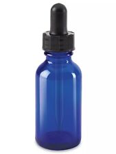 1oz (30ml) Cobalt Blue Glass Bottle with Black Ribbed Dropper  picture