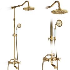 Antique Brass Shower Faucet System Exposed 8in Rainfall Head Shower Fixture set picture