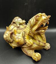 Rare Late Qing Longgui Hand Carved Stone Dragon Turtle Mythical Beast picture