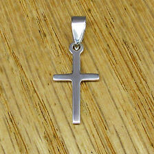 Small Plain & Simple Cross Pendant in SOLID 925 Sterling Silver - NEW picture