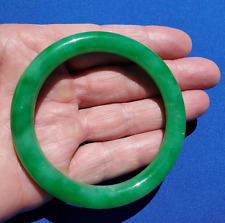 Earth mined Green Jade Deco Bangle Rare Antique semi Translucent Bracelet picture