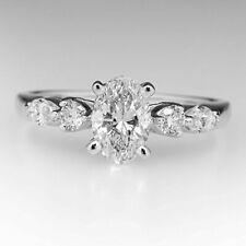 Oval Cut Simulated Diamond Women's Gorgeous Wedding Ring 14k White Gold Plated picture
