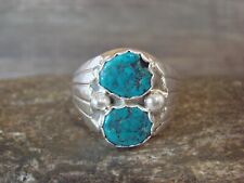 Navajo Sterling Silver & Turquoise Ring Signed Spencer - Size 10.5 picture