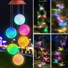Solar Wind Chimes Lights LED Color Changing Hanging Hummingbird Ball Garden Lamp picture