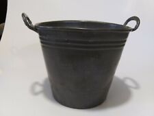 Antique Primitive Rustic Small Metal Bucket  Engraved picture
