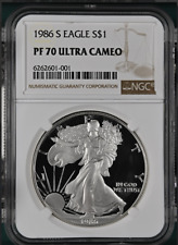 PF70 UCAM 1986-S American Silver Eagle - Brown Label NGC Spot Free White picture