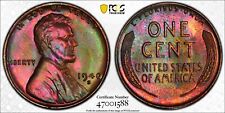 MS65BN 1940-S 1C Lincoln Wheat Cent, PCGS Trueview- Vivid Red Green Toned picture