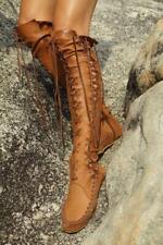 Roma Womens Leather Lace Up Over The Knee High Boots Vintage Moccasins shoes picture