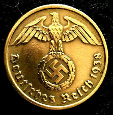 Rare Old WW2 German 10 Reichspfennig High Grade Coin Aluminum-Bronze Authentic picture