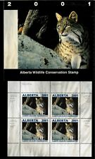ALBERTA  #6 2001 BOBCAT CONSERVATION STAMP MINI SHEET OF  4 IN FOLDER NH picture