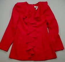 Vintage Lew Magram Collection Top Ruffled Blouse Sz 6 Red Office Secretary USA picture